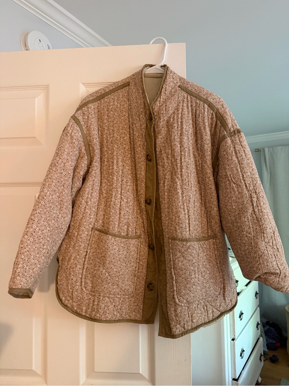 Blank NYC Quilted Floral Jacket in Light Taupe